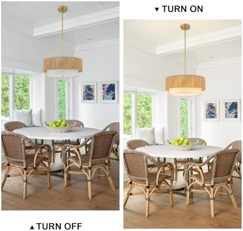 18 Inch Boho Rattan Chandelier with 3 Lights