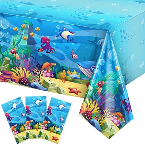 Tiamon Ocean Animals Table Covers 3 Pack 54x108 Inch