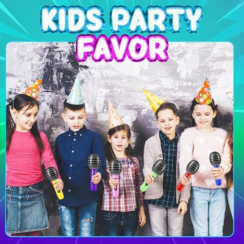 24 Pack Inflatable Microphones Neon Colors 10 Inch