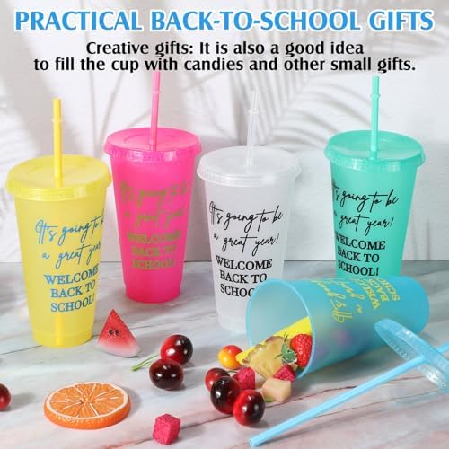 12 Pcs Back to School Cups with Lids and Straws