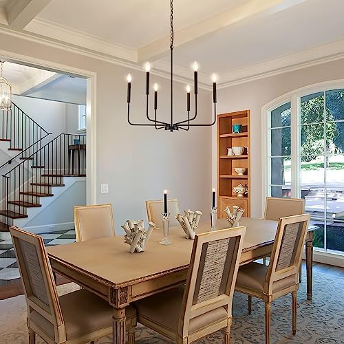 Modern Black Chandelier for Dining Room with 6 Lights