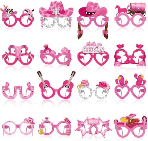 32 Pcs Pink Cowgirl Paper Glasses Party Favors
