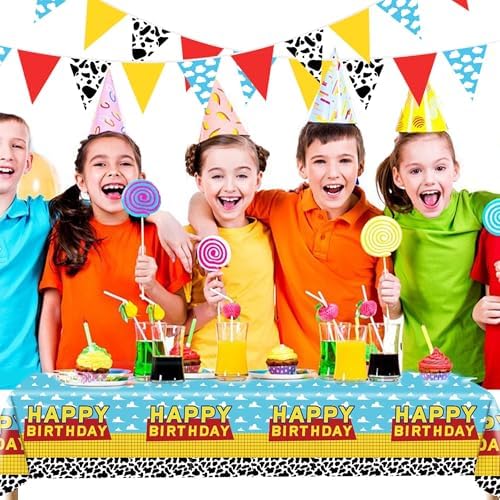 Cartoon Story Party Decorations Set Tablecloths Banners Flags