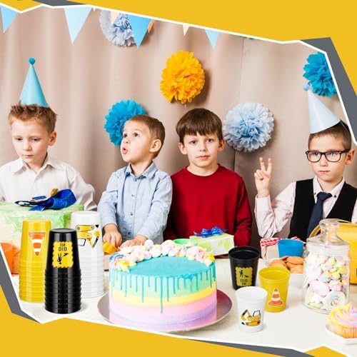 Domensi 24 Pcs Construction Party Cups 16oz Thick Plastic