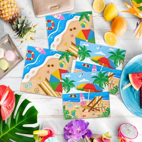 40PCS Beach Party Napkins with Sea Designs