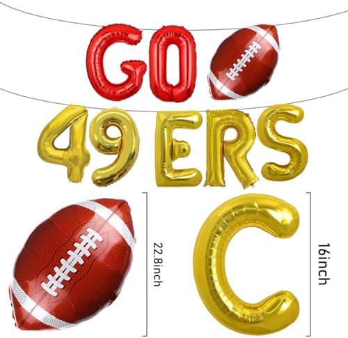 GO 49ERS Foil Balloons Banner Football Party Decor
