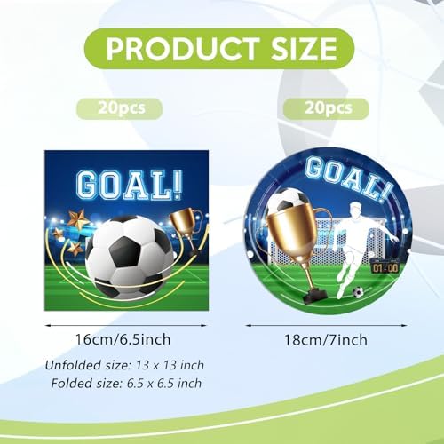 HiToJY 40 PCS Soccer Party Tableware Set Plates Napkins for 20 Guests