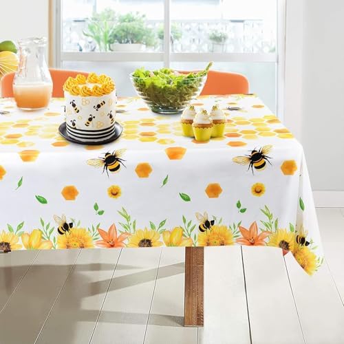 WERNNSAI Bee Tablecloth 2 Pack 108x54 Yellow Party Decor
