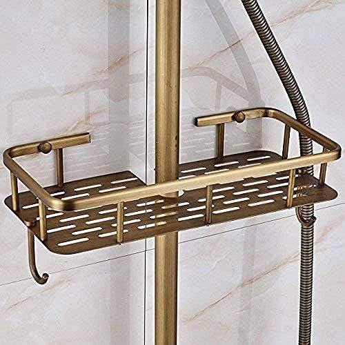 Antique Brass Showers Head with Storage Basket and Swivel Spout