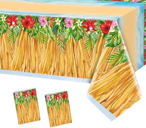 2Pcs Summer Ocean Beach Tablecloths 86x51in Hawaii Luau Decor