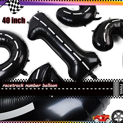 40 Inch Race Car Birthday Balloons with 6 Black Numbers