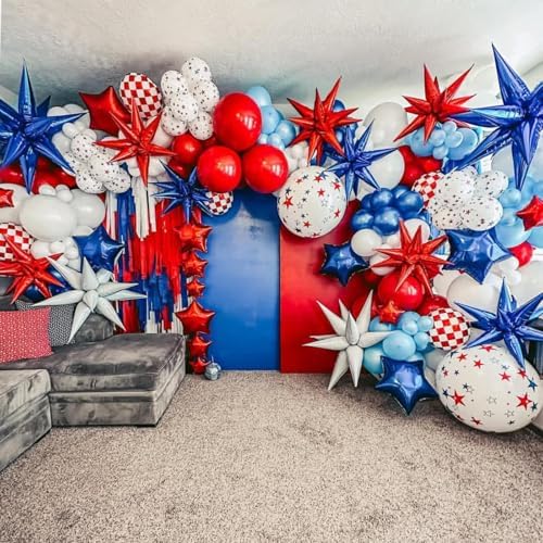 Blue Star Balloons 12 Pack for Birthday Party Decor