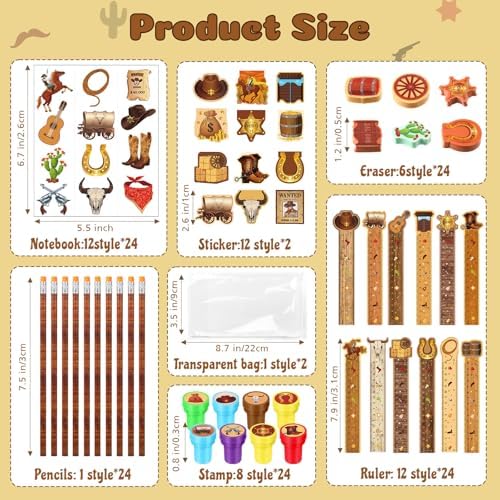 Cholemy Western Cowboy Party Favor Kit 168 Pcs
