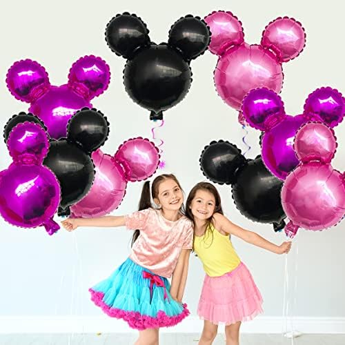 9Pcs Pink Mouse Foil Balloons Cartoon Party Decoration