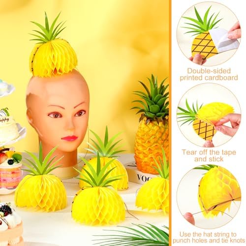 Spiareal 12 Pcs 6 Inch Pineapple Party Hat for Summer Beach Birthday
