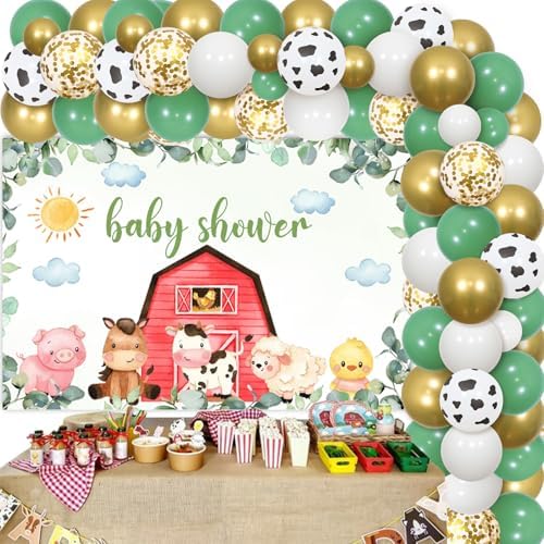 Sage Green Farm Animal Baby Shower Decorations