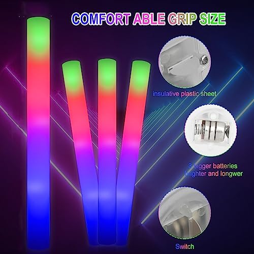 LifBetter 58Pcs Foam Glow Sticks with 3 Modes
