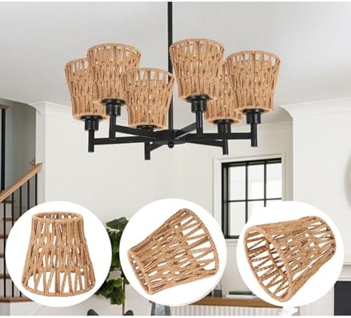 3PCS Rattan Lamp Shades Bohemian Decor for E14 Bulbs