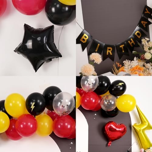 Vibzox Red Black Yellow Birthday Balloons Decorations