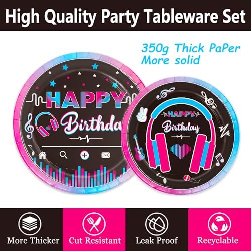 Qiyanpax 168Pcs Music Party Tableware Set for 24 Guests