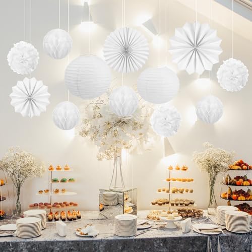 30 Pcs White Wedding Decorations with LED Lights