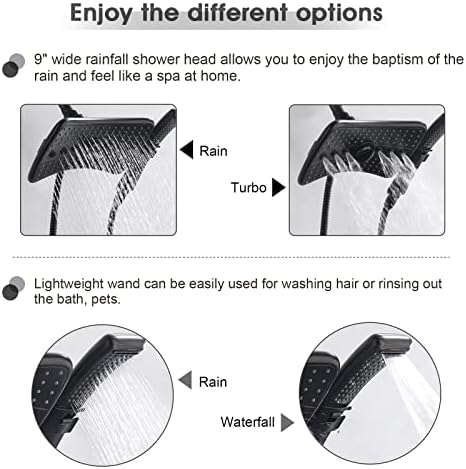 BRIGHT SHOWERS Dual Shower Head Combo Set with Handheld and Grab Bar