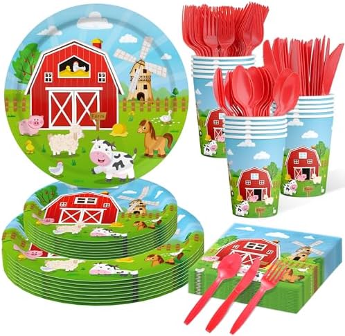 150 Pcs Farm Animal Birthday Party Decorations Set