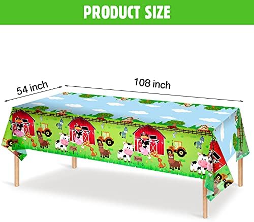 Kasyat Farm Animals Party Tablecloth 108 x 54 Red 3 Pieces