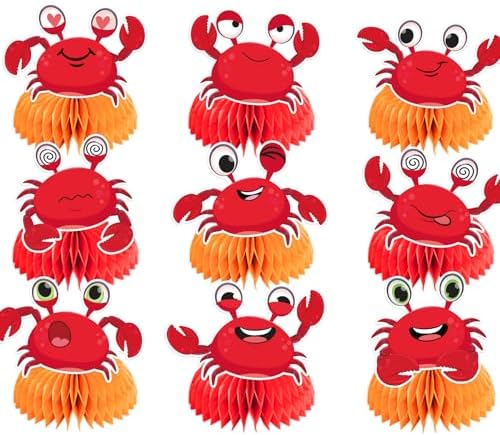 9 Pcs Crab Honeycomb Centerpieces for Crab Themed Parties