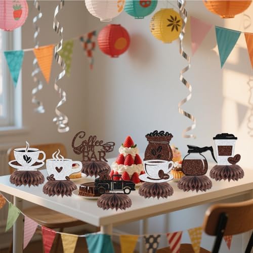 BOMXOI 8 Pcs Coffee Bar Honeycomb Centerpieces