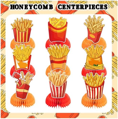 9PCS French Fries Honeycomb Centerpieces Party Decorations