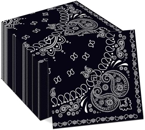 40Pcs Black Bandana Napkins Western Party Decor Set