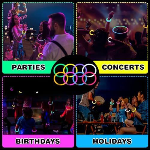 YixangDD 1000PCS Ultra Bright Glow Sticks Party Pack