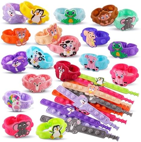 Kiss Monkey 24 Pack Animal Pop Bracelets for Kids Party Favors