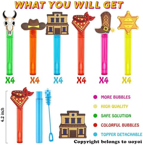 Western Cowboy Party Favors 24Pcs Bubble Wand Set