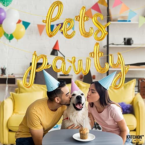 KatchOn Lets Pawty Gold Balloons 16 Inch Party Decorations
