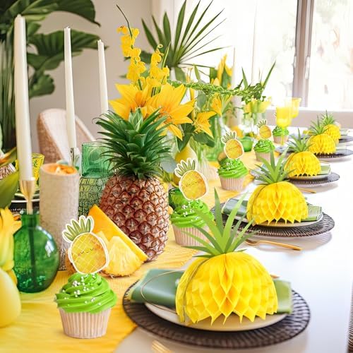 Spiareal 12 Pcs 6 Inch Pineapple Party Hat for Summer Beach Birthday