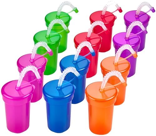 12 Pack Neon Sipper Cups 6 Oz Spill Proof