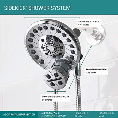 Peerless Sidekick Touch-Clean Shower Head with Handheld Wand and Hose