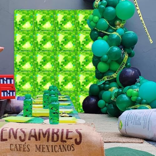 Green Pixel Miner Theme Balloons 25 Pcs Set