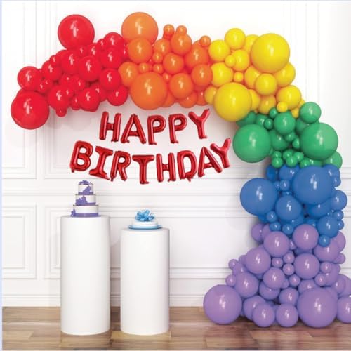 HOUSE OF PARTY Rainbow Balloon Arch Kit 135 Pcs 16 Inch