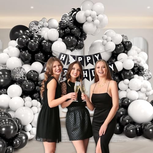 Black and White Balloon Arch Kit for Party Decorations
