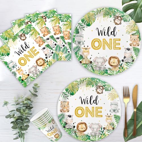 Jungle Safari Baby Shower Tableware Set for 24 Guests