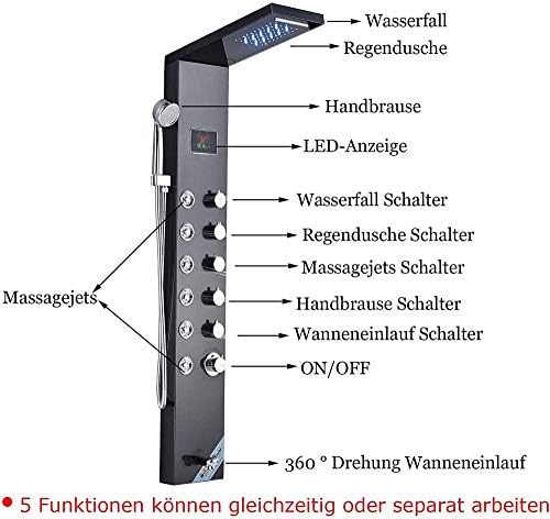 Gougeltd Shower Screen LED Shower Head with Hand Sprayer and 8 Massage Nozzles