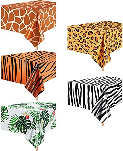 Tatuo 5pcs Jungle Animal Theme Tablecloths Set