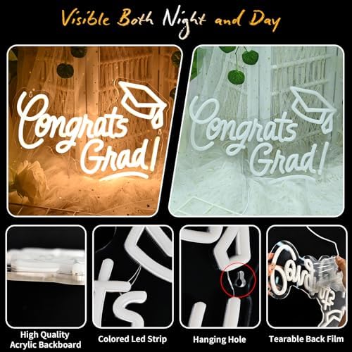 Congrats Grad Neon Sign with Cap 16x11 Inch