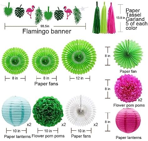 Tropical Flamingo Palm Leaf Party Decor Set