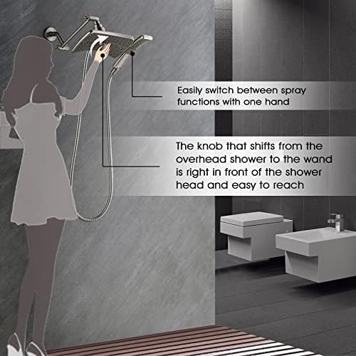 Bright Showers Dual Shower Head Combo with Handheld and 24-Inch Grab Bar