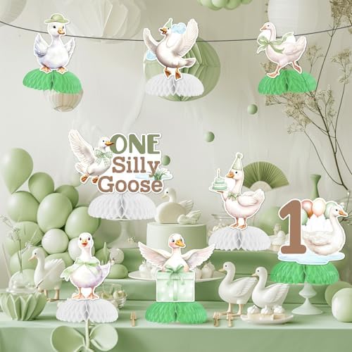 8Pcs Silly Goose Honeycomb Centerpieces 1st Birthday Decorations