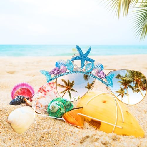 SuPoo Mermaid Tiara and Sash Birthday Headband Set